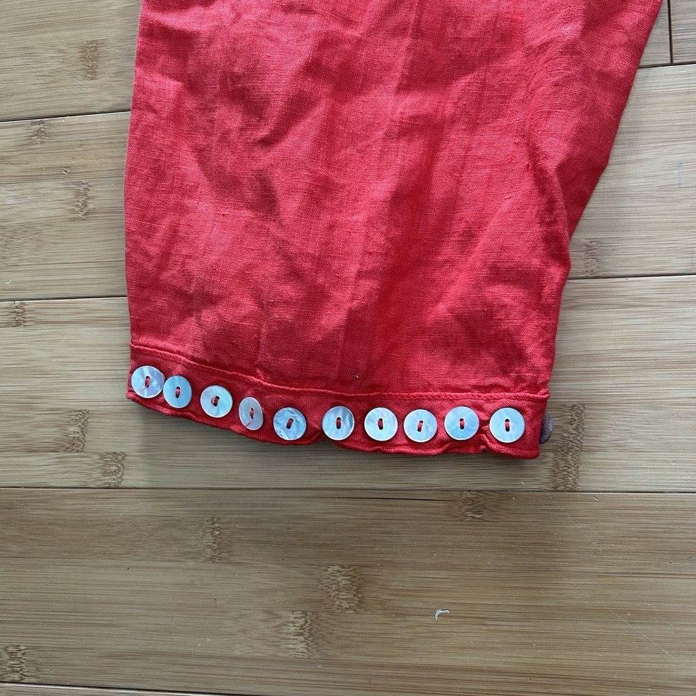 Willow Womens Red Linen Boho Pants Small Cropped Bohemian Hippie Artsy Pull On * - Picture 2 of 11